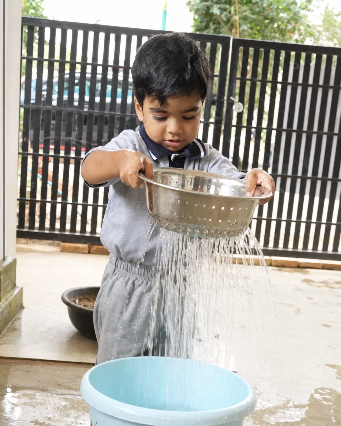 Water play becoming an experiment at Arka