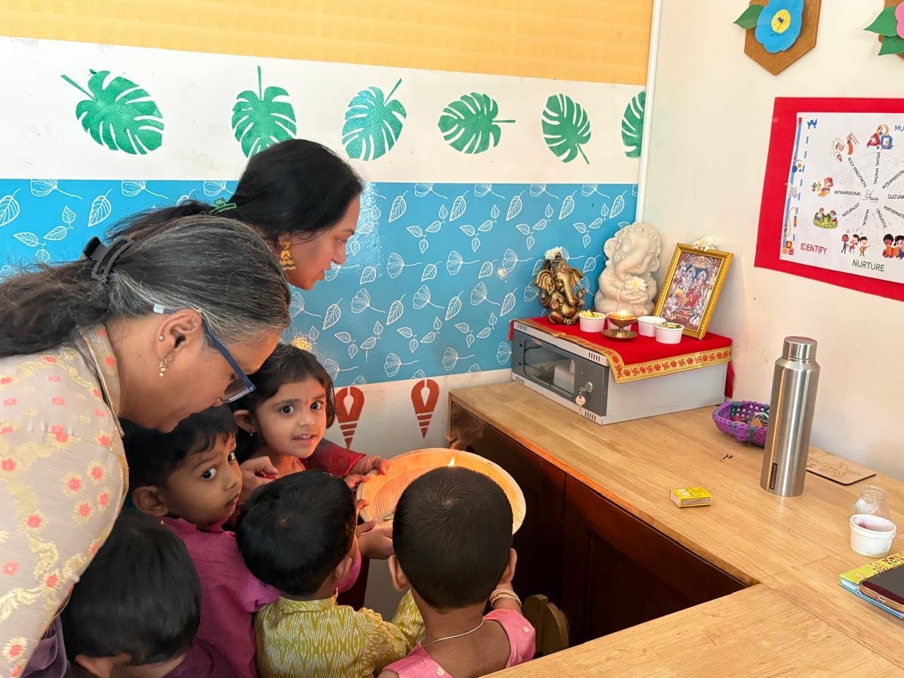 Children and educators sharing a moment of gratitude